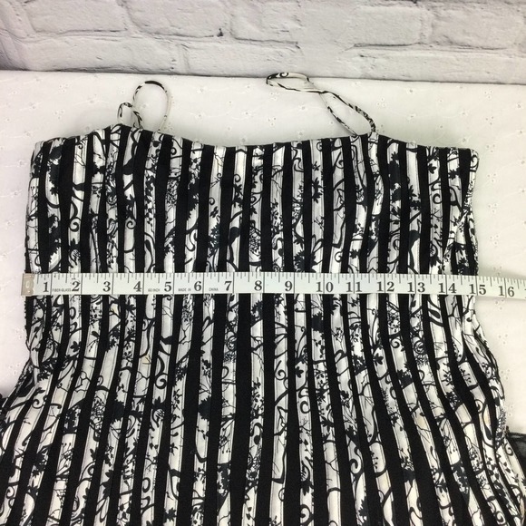 JS Collections Women's Floral Patterned Accordion Draped Black Midi Dress 8 - Picture 8 of 15